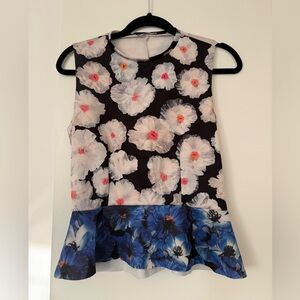Zara Black and Blue Floral Blouse
